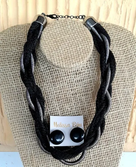 Colar Corda Black/prata