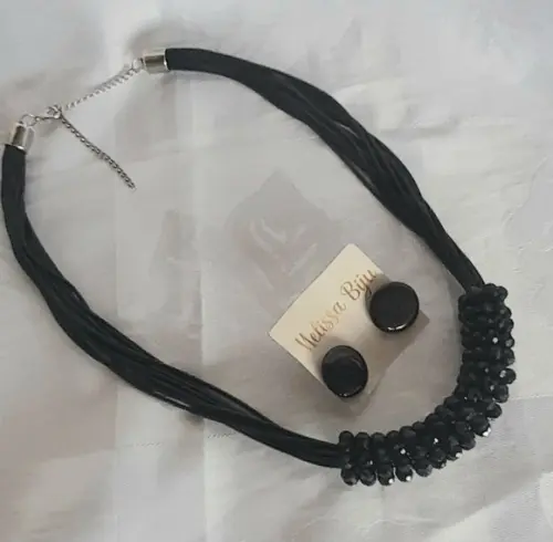 Colar Cristais Black/brincos