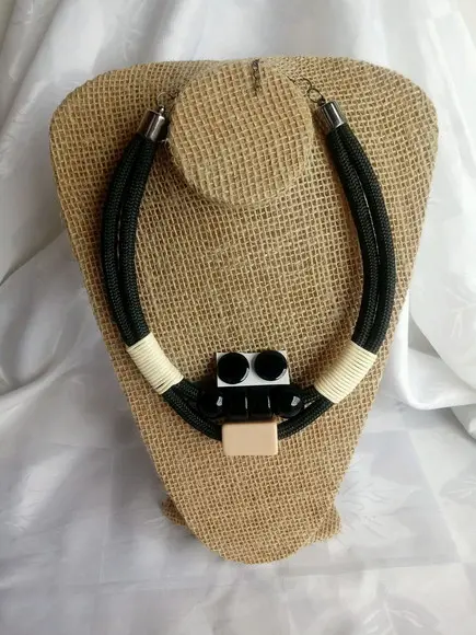 Colar de Corda Black/pedras/brincos