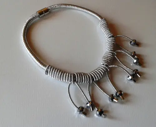 Colar de Corda Prata /cristal