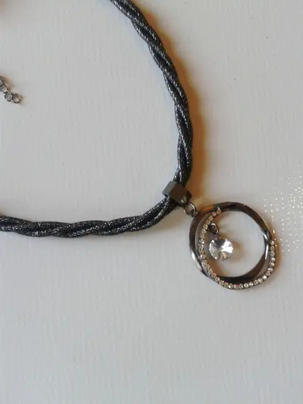 Colar de Cordas Black/pedras/grafite
