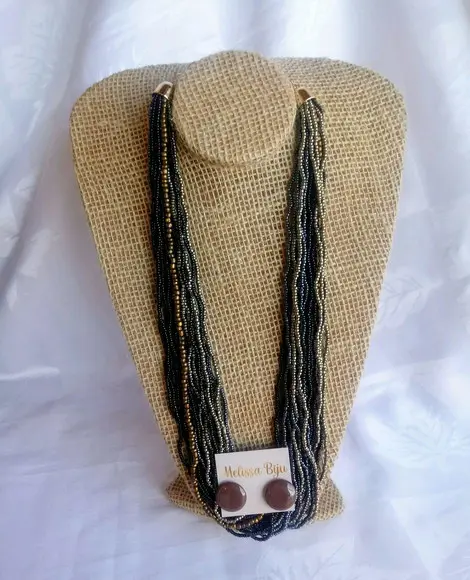 Colar de Miçangas Black/cobre