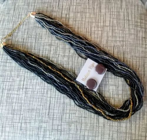Colar de Miçangas Black/cobre