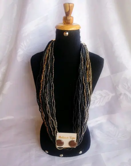 Colar de Miçangas Black/cobre