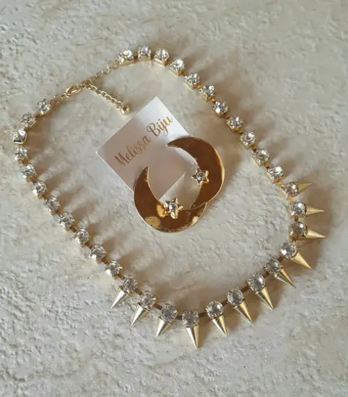 Colar Dourado/cristal