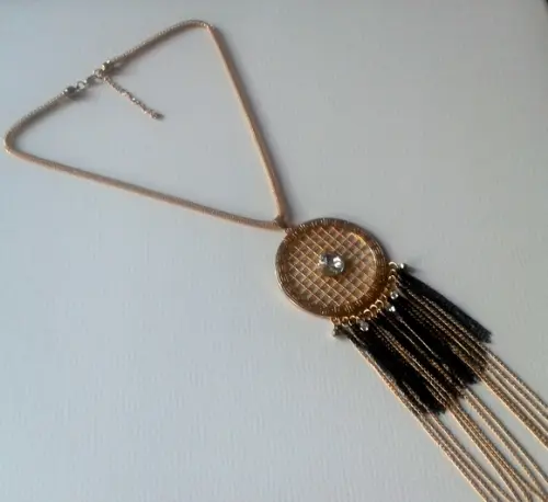Colar Dourado/Franjas/brincos
