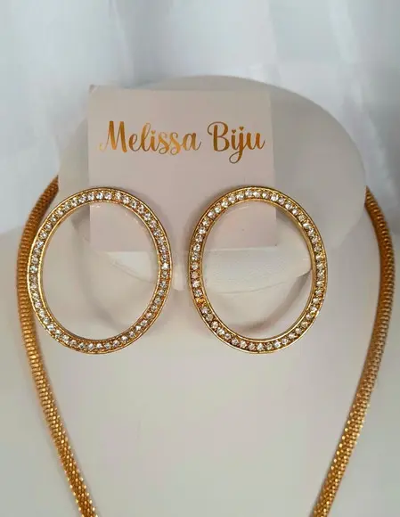 Colar Dourado/Franjas/brincos