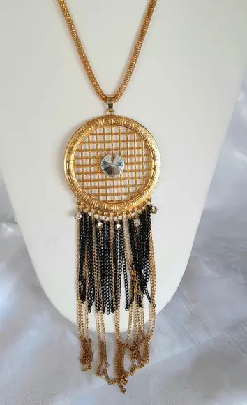 Colar Dourado/Franjas/brincos