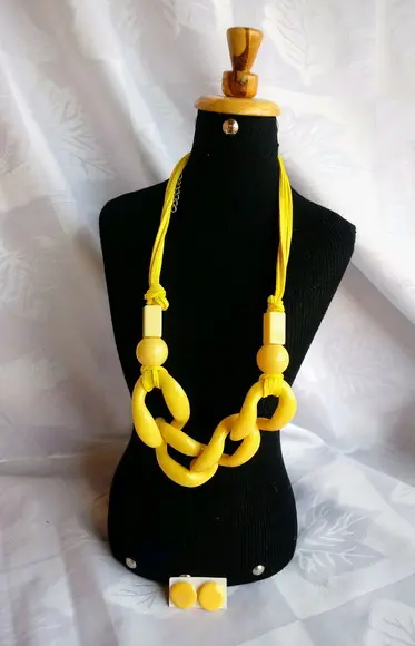 Colar Elos Amarelo/ Grosso