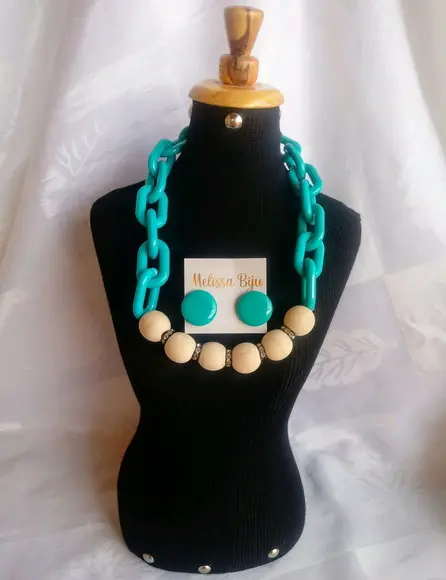 Colar Elos Azul Turquesa