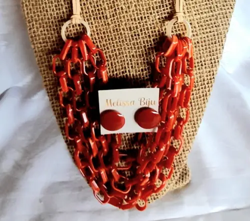 Colar Elos Terracota com Brincos