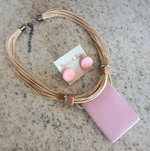 Colar Fios Encerados Rosa