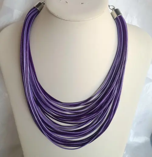 Colar Fios Encerados Roxo/brincos