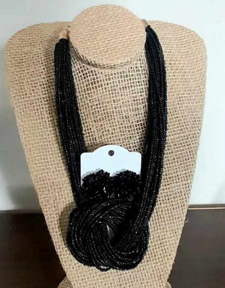 Colar Miçangas Black/brincos
