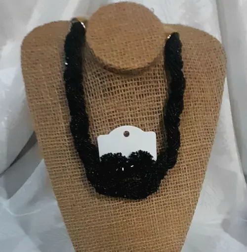 Colar Miçangas Black/brincos/cristais