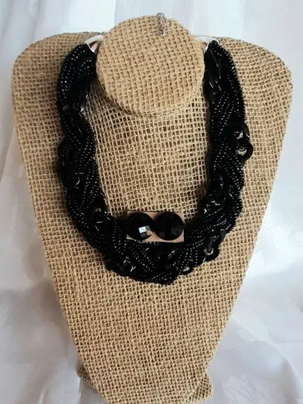 Colar Miçangas Black/brincos