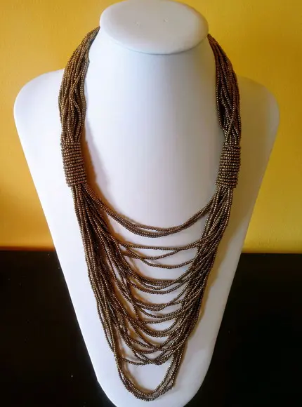 Colar Miçangas Cobre/brincos