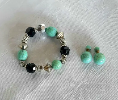 Pulseira Elástica/pedras Resina/brincos