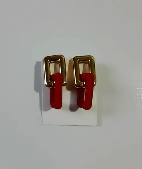 Brinco de Resina Vermelho/dourado