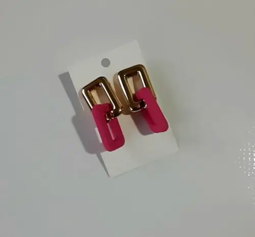 Brinco de Resina Pink/dourado