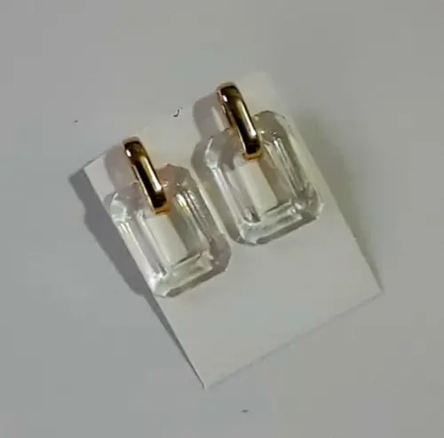 Brinco de Resina Transparente/dourado