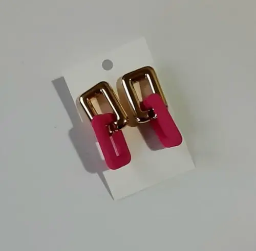 Brinco de Resina Pink/dourado