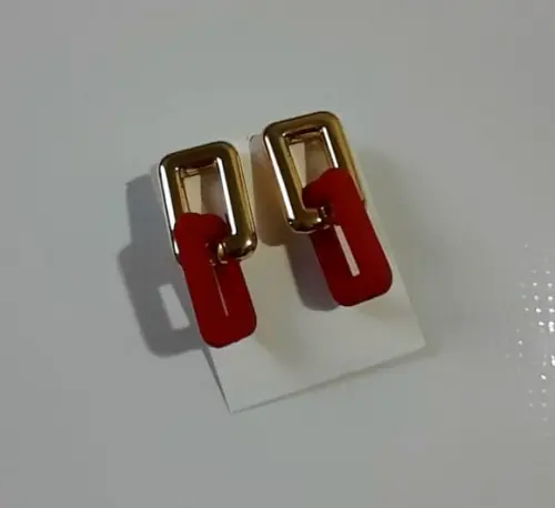 Brinco de Resina Vermelho/dourado