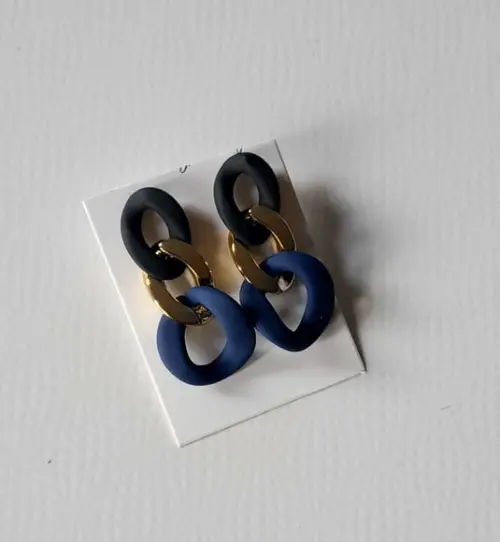 Brinco Elos Dourado, Preto e Azul