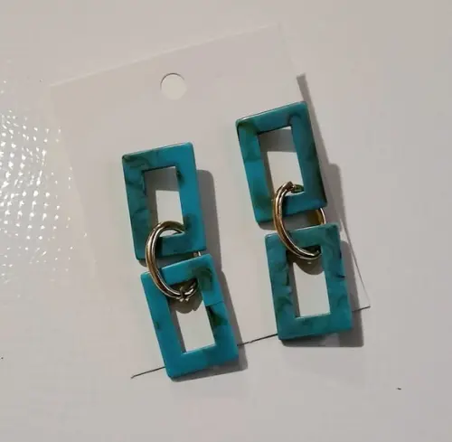 Brinco Elos Acrilico Azul Turquesa