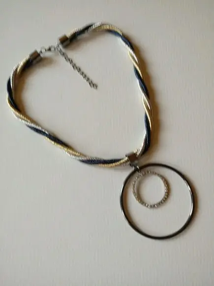 Colar de Cordas Black , Dourado e Prata