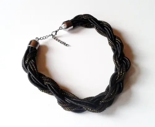 Colar de Cordas Trançado Black/dourado