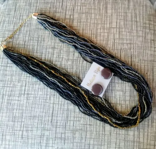 Colar de Miçangas Black/cobre