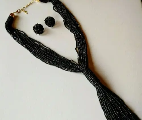 Colar de Miçangas Black c/ Brincos