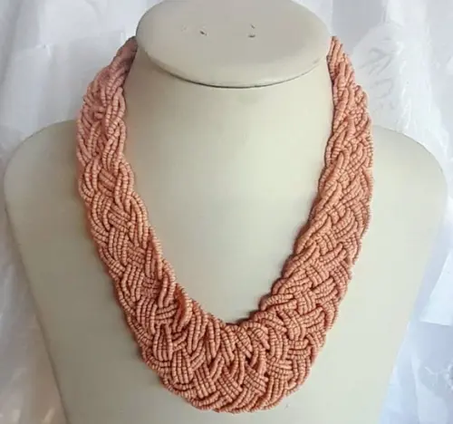 Colar de Miçangas Salmão/brincos