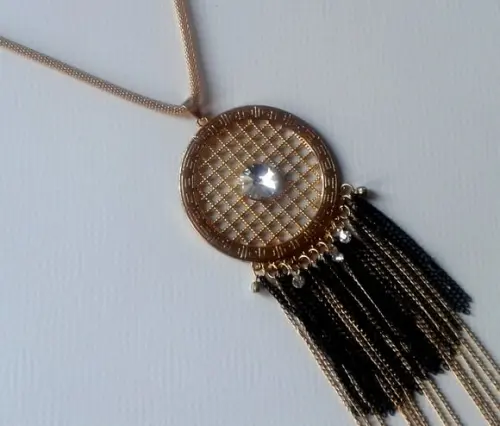 Colar Dourado/Franjas/brincos