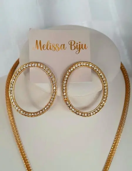 Colar Dourado/Franjas/brincos