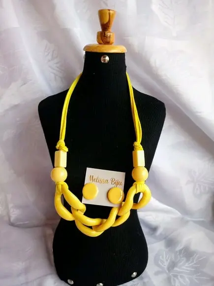 Colar Elos Amarelo/ Grosso