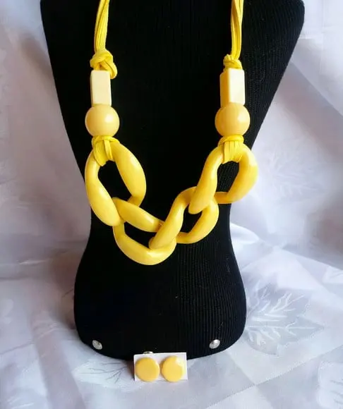 Colar Elos Amarelo/ Grosso