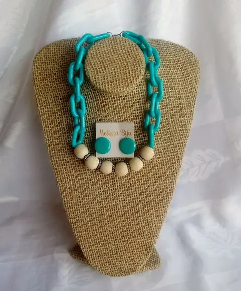 Colar Elos Azul Turquesa