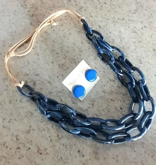 Colar Elos Duplo Azul