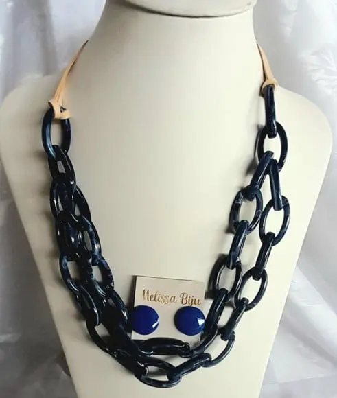 Colar Elos Duplo Azul