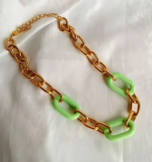 Colar Elos Dourado/verde