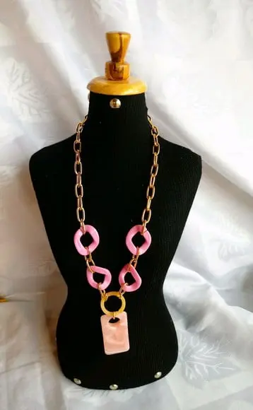 Colar Elos Dourado/rosa