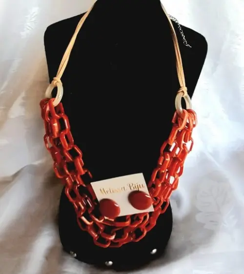 Colar Elos Terracota com Brincos