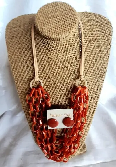 Colar Elos Terracota com Brincos