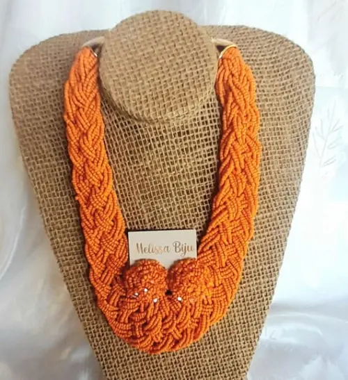 Colar Miçangas Abobora -brincos