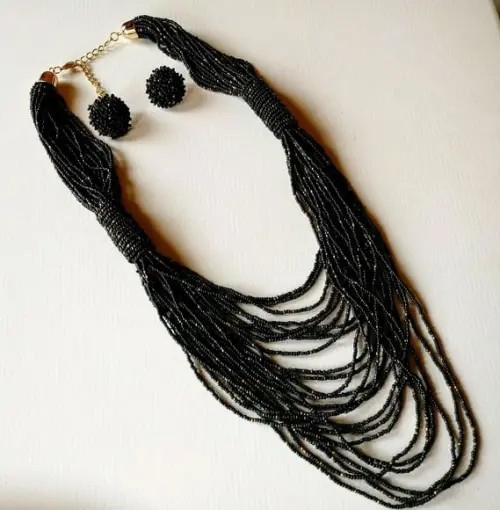 Colar Miçangas Black c/ Brincos