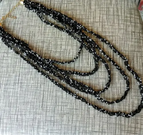 Colar Miçangas Black/cinzas