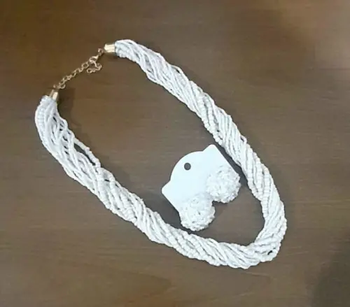 Colar Miçangas Brancas- Brincos