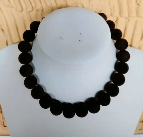 Maxi Colar de Bolas de Veludo Marrom